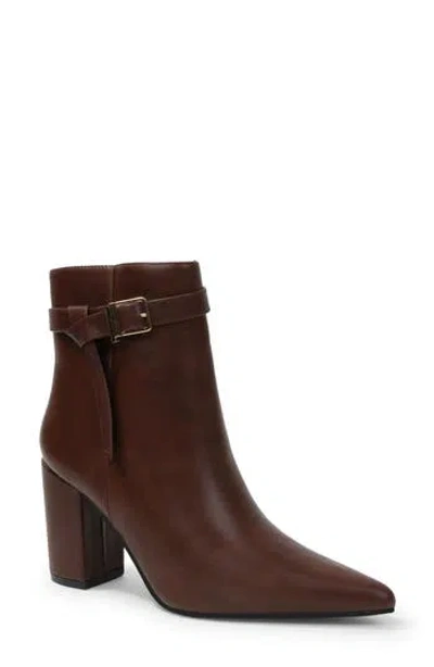 Berness Blanche Faux Leather Pointed Toe Bootie In Brown
