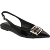Berness Buckle Slingback Pointed Toe Flat In Black