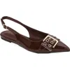 Berness Buckle Slingback Pointed Toe Flat In Brown