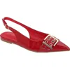 Berness Buckle Slingback Pointed Toe Flat In Red