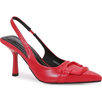 Berness Buckled Pointed Toe Slingback Pump In Red