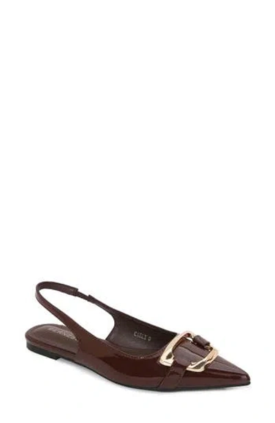 Berness Caeli Buckle Slingback Flat In Brown
