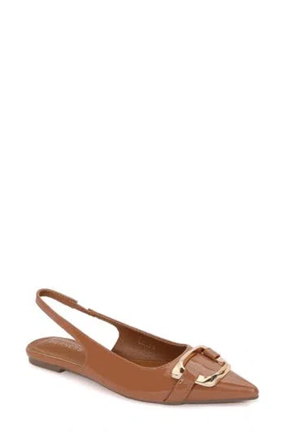 Berness Caeli Buckle Slingback Flat In Brown