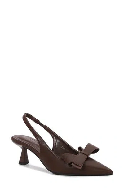 Berness Calliope Asymmetric Bow Slingback Pump In Brown