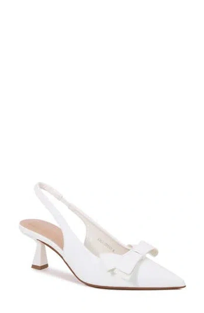 Berness Calliope Asymmetric Bow Slingback Pump In White