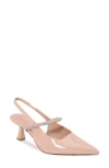 Berness Camille Rhinestone Pointed Toe Slingback Pump In Blush Beige