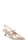 Berness Camille Rhinestone Pointed Toe Slingback Pump In Gold