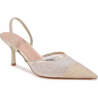 Berness Cara Rhinestone Mesh Pump In Gold