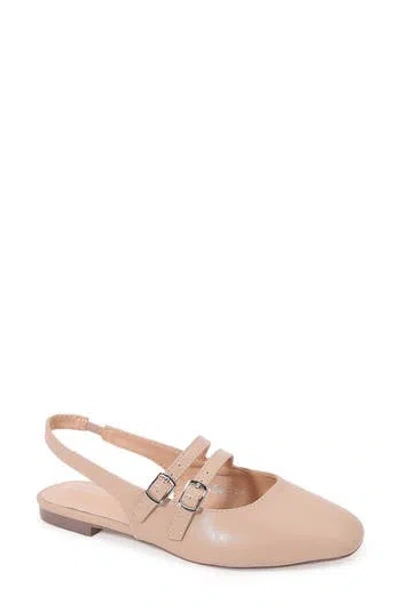 Berness Carly Strappy Slingback Flat In Beige