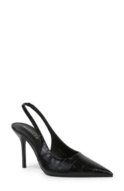 Berness Carmine Croc Embossed Faux Leather Slingback Pump In Black
