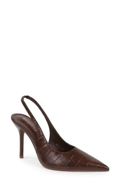 Berness Carmine Croc Embossed Faux Leather Slingback Pump In Brown