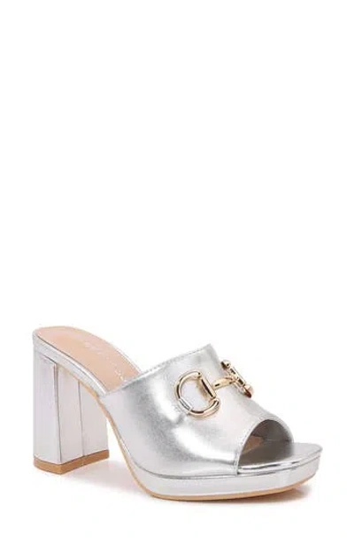 Berness Carrie Horsebit Platform Sandal In Silver