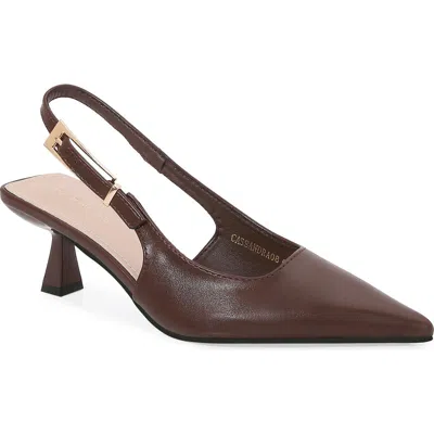Berness Cassandra Slingback Kitten Heel Pump In Brown