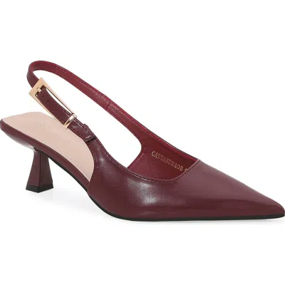 Berness Cassandra Slingback Kitten Heel Pump In Burgundy