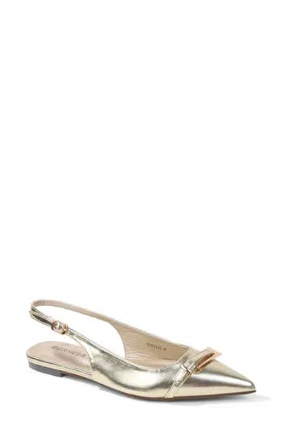 Berness Chantal Pointed Toe Slingback Flat In Gold