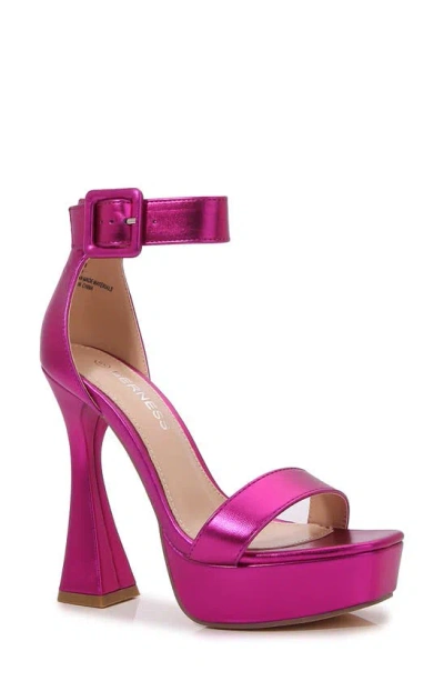 Berness Dinah Platform Heeled Sandal In Hot Pink