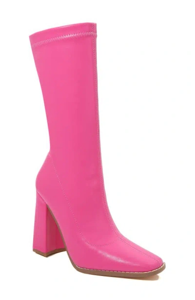 Berness Elena Square Toe Boot In Hot Pink