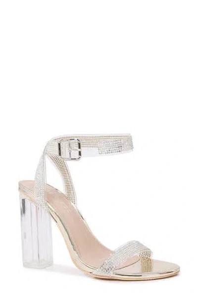 Berness Ember Rhinestone Clear Sandal In Gold
