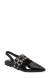 Berness Fabiola Double Buckle Pointed Toe Slingback Flat In Black