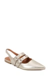Berness Fabiola Double Buckle Pointed Toe Slingback Flat In Gold