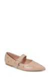 Berness Friedrich Grommet Pointed Toe Mary Jane Flat In Beige