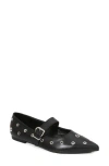 Berness Friedrich Grommet Pointed Toe Mary Jane Flat In Black