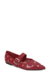 Berness Friedrich Grommet Pointed Toe Mary Jane Flat In Red