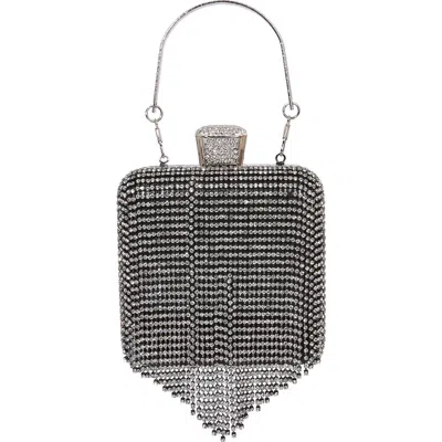 Berness Fringe Rhinestone Bag In Black/ Silver