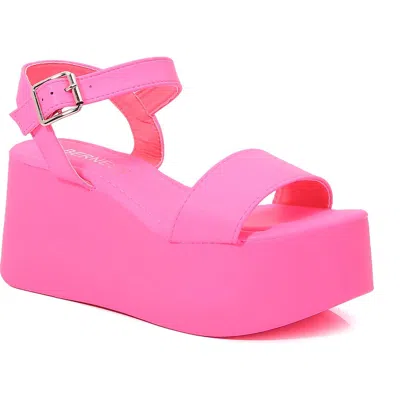 Berness Georgina Platform Sandal In Hot Pink