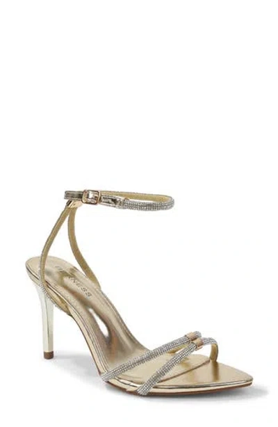 Berness Hellene Rhinestone Ankle Strap Sandal In Gold