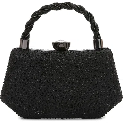 Berness Hexagon Rhinestone Clutch In Black