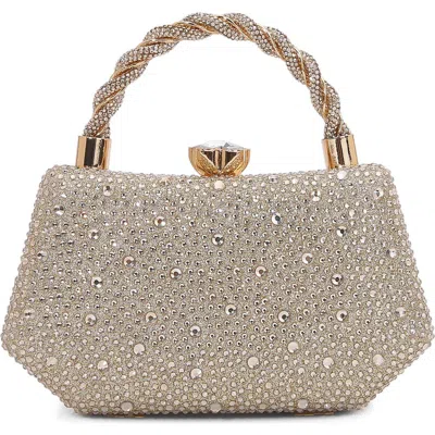 Berness Hexagon Rhinestone Clutch In Gold