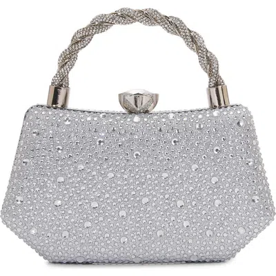 Berness Hexagon Rhinestone Clutch In Silver