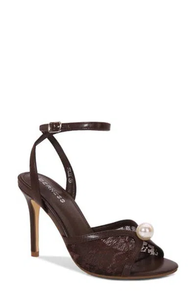 Berness Julie Lace Inset Sandal In Brown