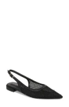 Berness Kenna Rhinestone Fishnet Slingback Pointed Toe Skimmer Flat In Black