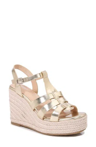 Berness Lotus Espadrille Wedge Platform Sandal In Gold