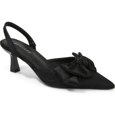 Berness Michaela Bow Kitten Heel Pointed Toe Slingback Pump In Black