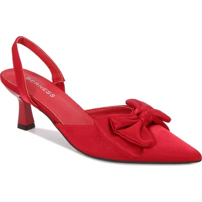 Berness Michaela Bow Kitten Heel Pointed Toe Slingback Pump In Red