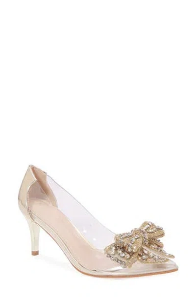 Berness Nala Rhinestone Clear Pump In Gold