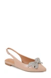 Berness Nyomi Rhinestone Bow Slingback Flat In Beige