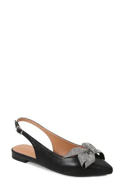 Berness Nyomi Rhinestone Bow Slingback Flat In Black