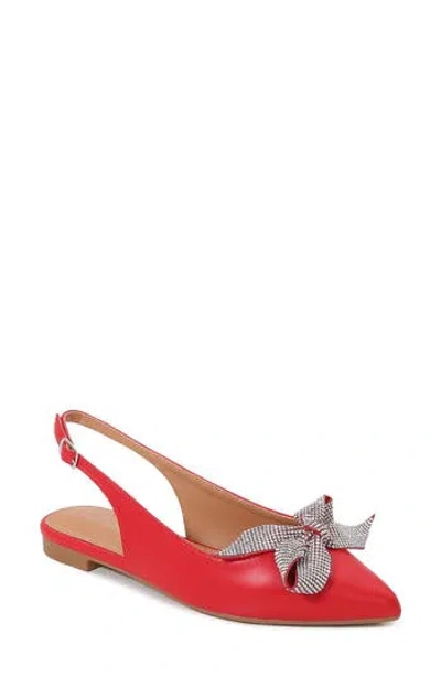 Berness Nyomi Rhinestone Bow Slingback Flat In Red