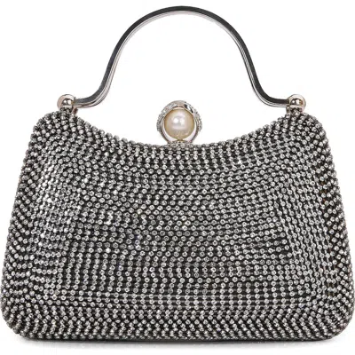 Berness Pearl Clasp Rhinestone Handheld Bag In Silver