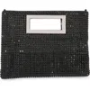 Berness Rectangular Top Handle Rhinestone Clutch In Black