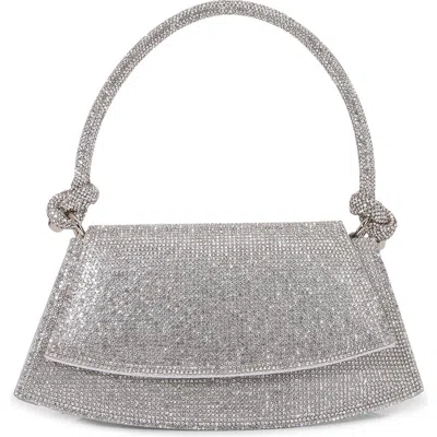 Berness Rhinestone Curved Bottom Shoulder Bag In Silver