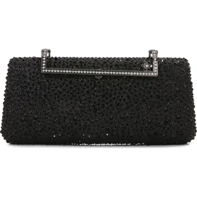 Berness Rhinestone Elongated Snap Clutch In Black