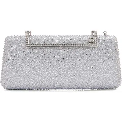 Berness Rhinestone Elongated Snap Clutch In Silver