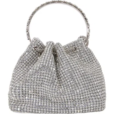Berness Rhinestone Ring Handle Bag In Silver