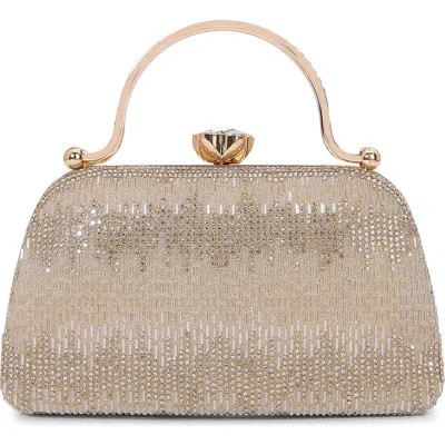 Berness Two-tone Rhinestone Clasp Bag In Gold