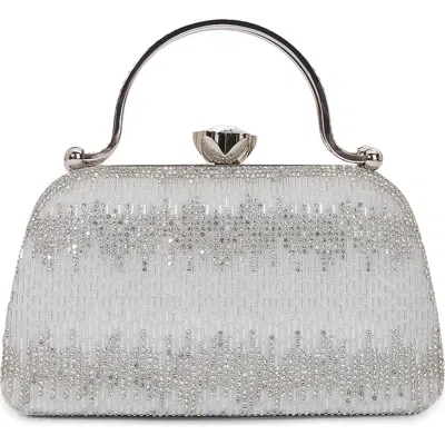 Berness Two-tone Rhinestone Clasp Bag In Silver